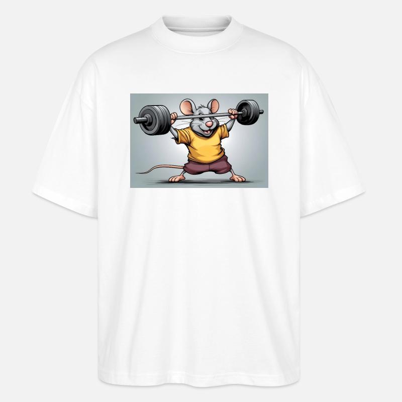 Power mouse during strength training - Stanley/Stella Oversized Unisex Organic T-shirt Blaster 2.0 - white