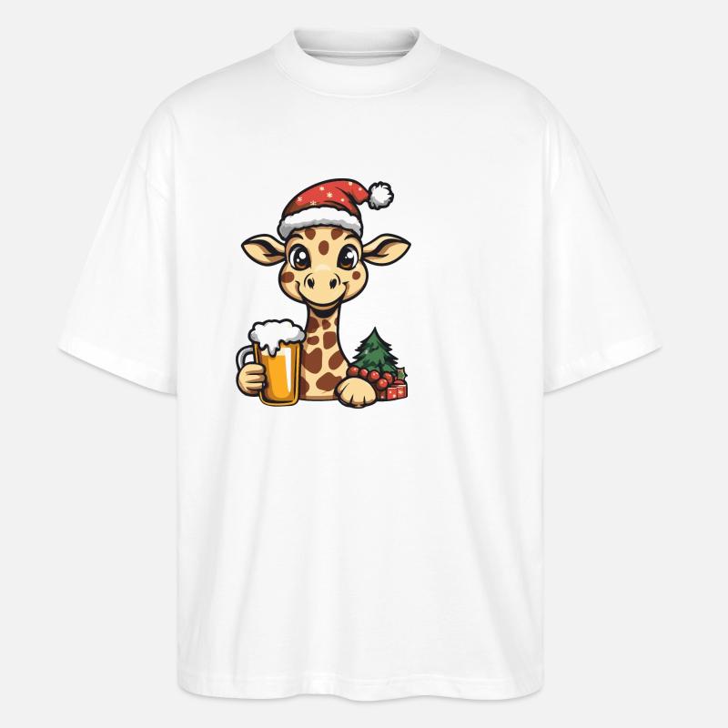 Bière de Noël Girafe - T-shirt bio Blaster 2.0 coupe oversize Stanley/Stella Unisexe - blanc