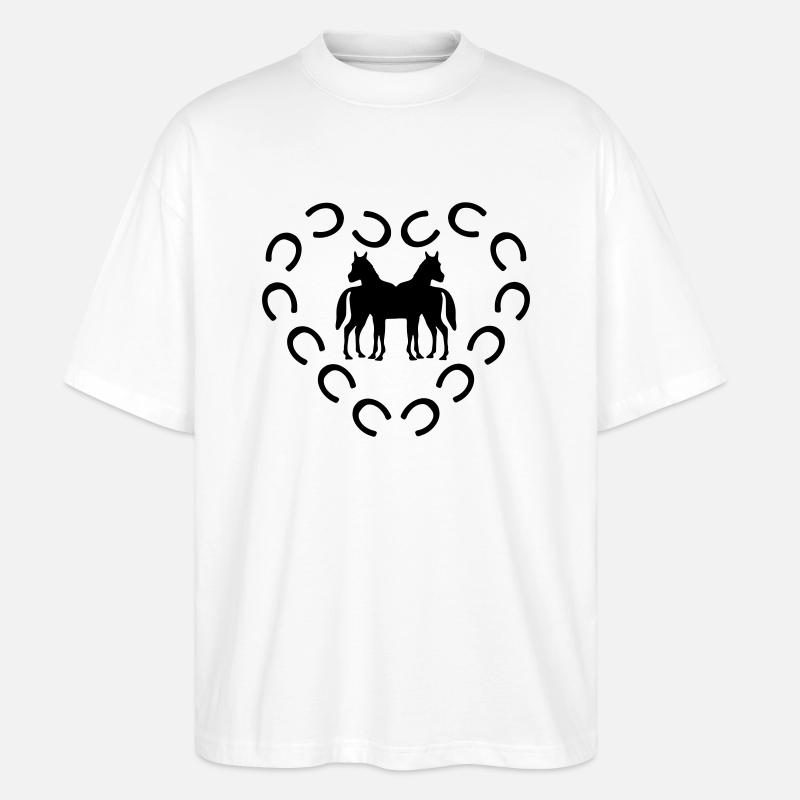 hufeisen pferd,herz - Stanley/Stella Oversized Unisex Bio T-Shirt Blaster 2.0 - Weiß
