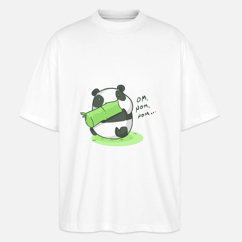Mampfender Panda Om Nom Nom Geschenkidee - Stanley/Stella Oversized Unisex Bio T-Shirt Blaster 2.0 - Weiß