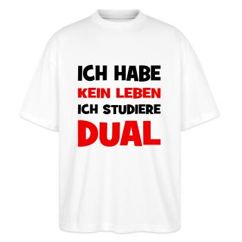 Duales Studium - Stanley/Stella Oversized Unisex Bio T-Shirt Blaster 2.0 - Weiß - Vorne - Alina (178cm) & Michal (187cm)