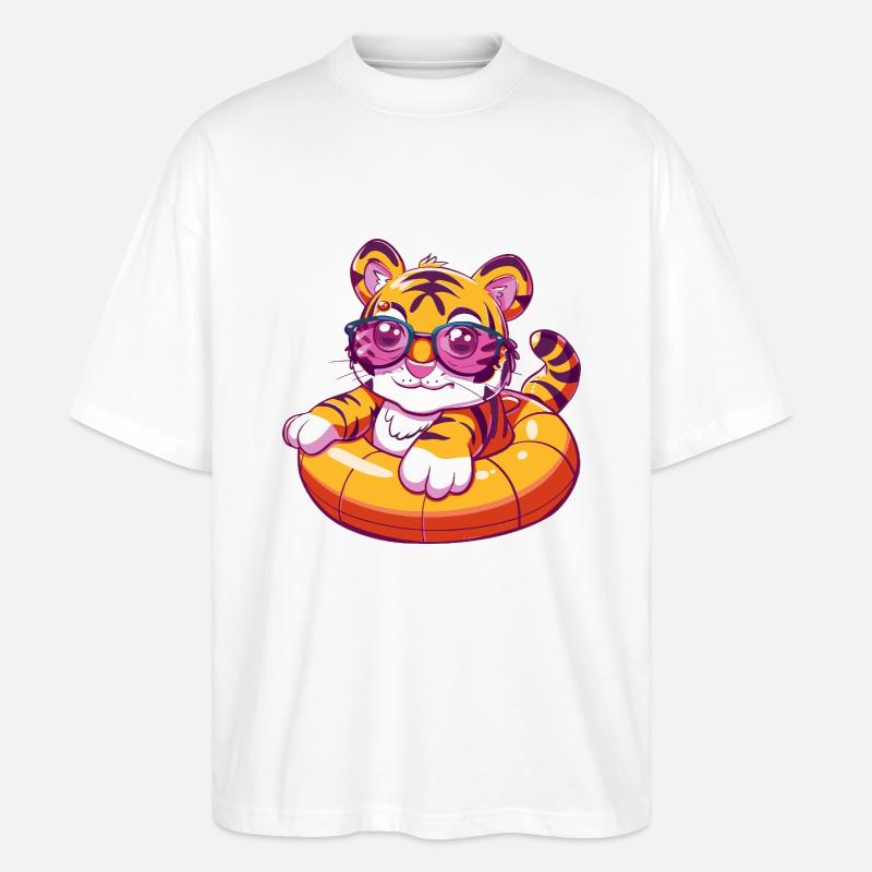 Tiger Comic Cool - Stanley/Stella Oversized Unisex Bio T-Shirt Blaster 2.0 - Weiß
