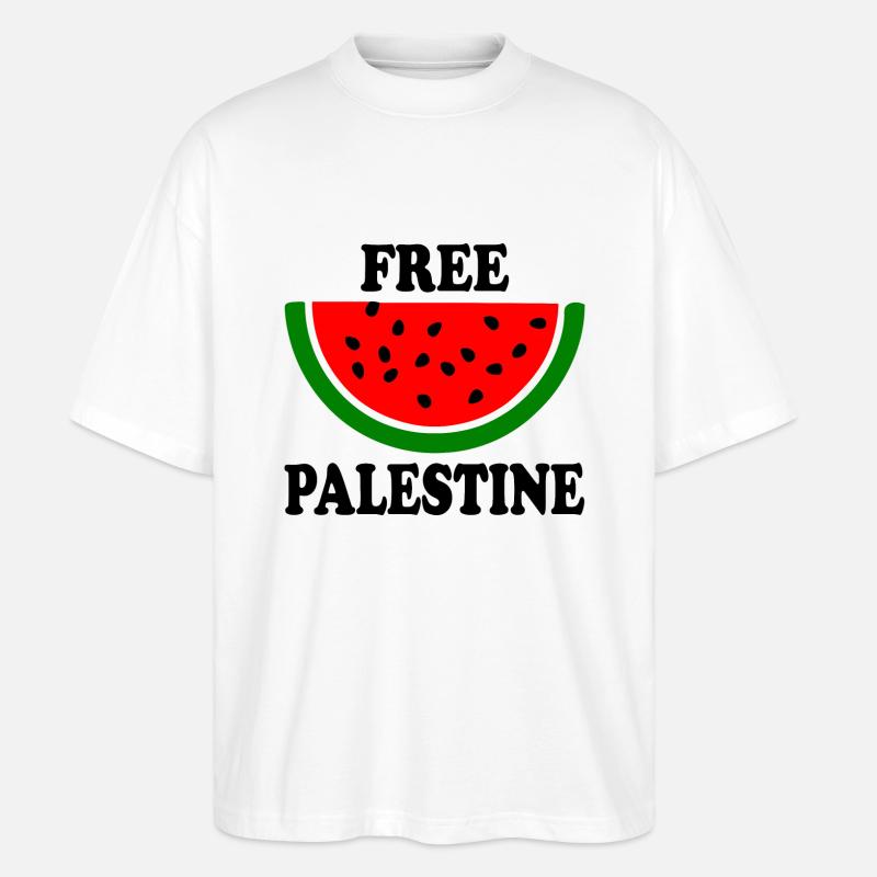 Free palestine Melon pastèque - T-shirt bio Blaster 2.0 coupe oversize Stanley/Stella Unisexe - blanc