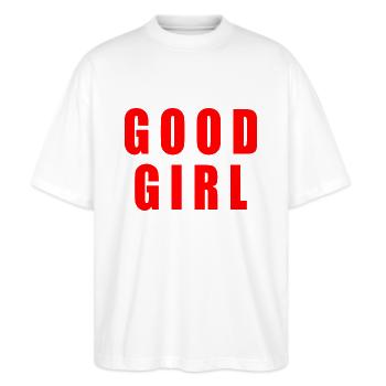 Good girl - Stanley/Stella Oversized Unisex Bio T-Shirt Blaster 2.0 - Weiß - Vorne - Alina (178cm) & Michal (187cm)