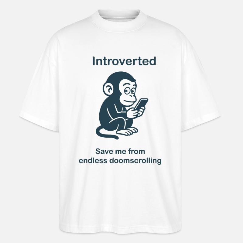 Introvertierter – Endloses Doomscrolling - Stanley/Stella Oversized Unisex Bio T-Shirt Blaster 2.0 - Weiß