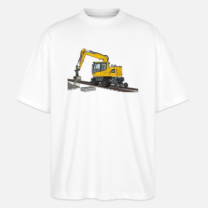 Zweiwegebagger Bagger Gleisbau - Stanley/Stella Oversized Unisex Bio T-Shirt Blaster 2.0 - Weiß