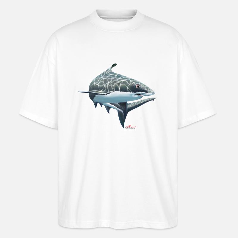 Grand requin blanc / requin - T-shirt bio Blaster 2.0 coupe oversize Stanley/Stella Unisexe - blanc