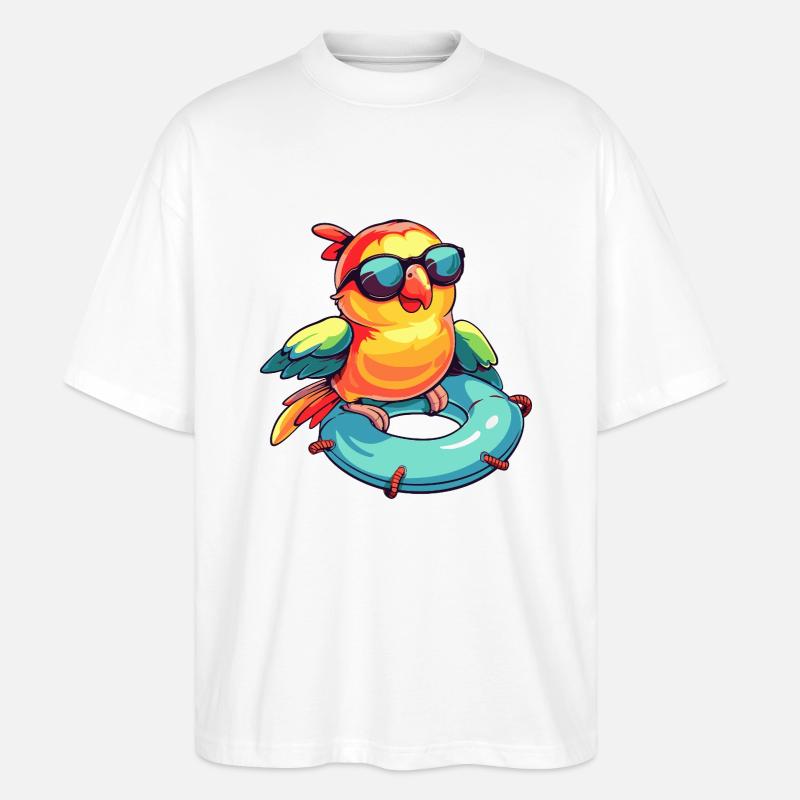 Papagei Comic Cool - Stanley/Stella Oversized Unisex Bio T-Shirt Blaster 2.0 - Weiß