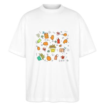 Du und dein Essen - Stanley/Stella Oversized Unisex Bio T-Shirt Blaster 2.0 - Weiß - Vorne - Alina (178cm) & Michal (187cm)