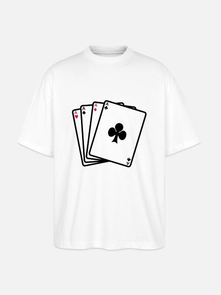 Poker - Karten - Stanley/Stella Oversized Unisex Bio T-Shirt Blaster 2.0 - Weiß