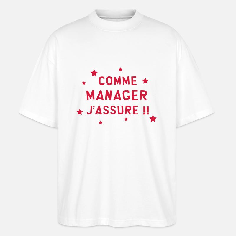 Patron / Chef / Manager / Société / Patronne - T-shirt bio Blaster 2.0 coupe oversize Stanley/Stella Unisexe - blanc