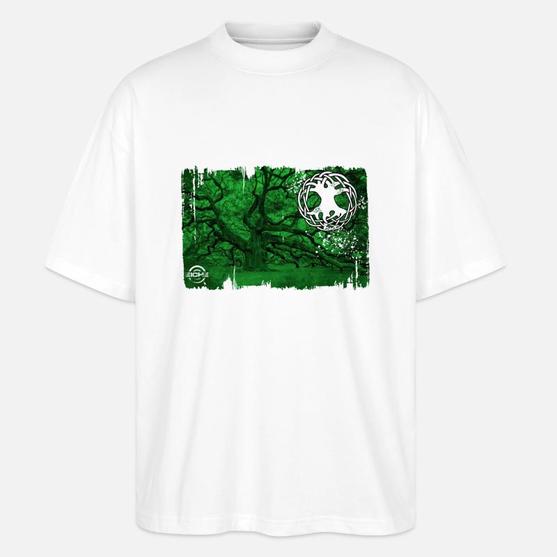 eiche mit lebensbaum grün - Stanley/Stella Oversized Unisex Bio T-Shirt Blaster 2.0 - Weiß