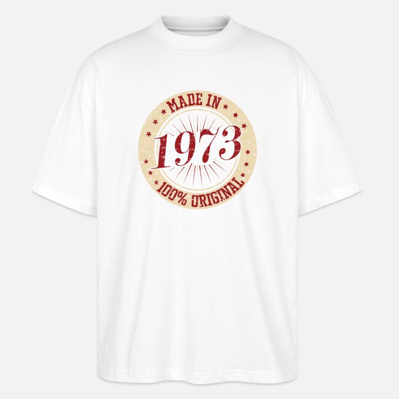 Fabriqué en 1973 Anniversaire - T-shirt bio Blaster 2.0 coupe oversize Stanley/Stella Unisexe - blanc