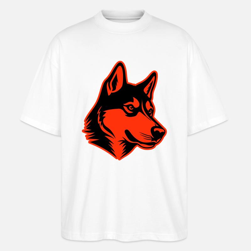 Husky Hund Kopf - Stanley/Stella Oversized Unisex Bio T-Shirt Blaster 2.0 - Weiß