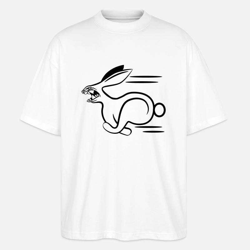 Rabbit aggressive dangerous funny - Stanley/Stella Oversized Unisex Organic T-shirt Blaster 2.0 - white