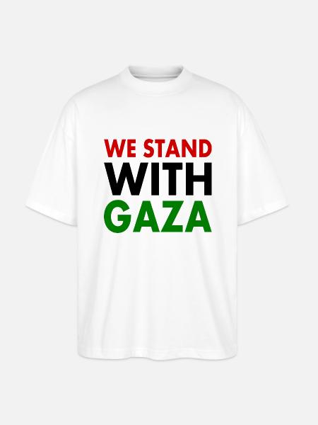 We stand with palestine - Stanley/Stella Oversized Unisex Organic T-shirt Blaster 2.0 - white