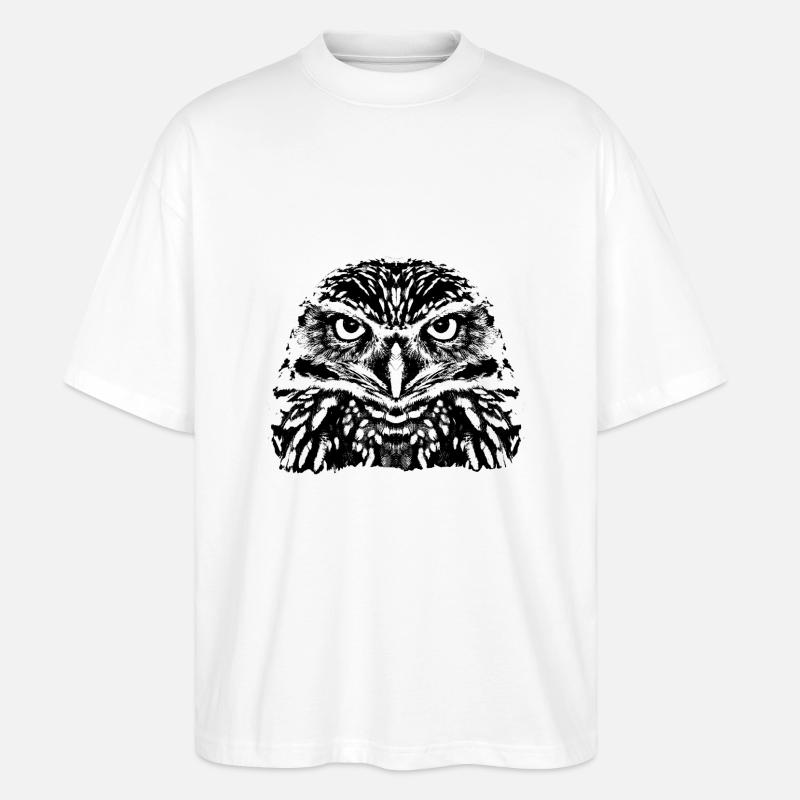 Die Eule / The Owl - Stanley/Stella Oversized Unisex Bio T-Shirt Blaster 2.0 - Weiß