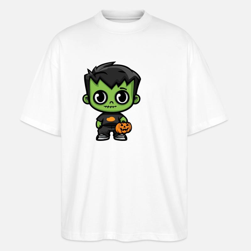 Zombie Halloween Cute Comic - Stanley/Stella Oversized Unisex Organic T-shirt Blaster 2.0 - white