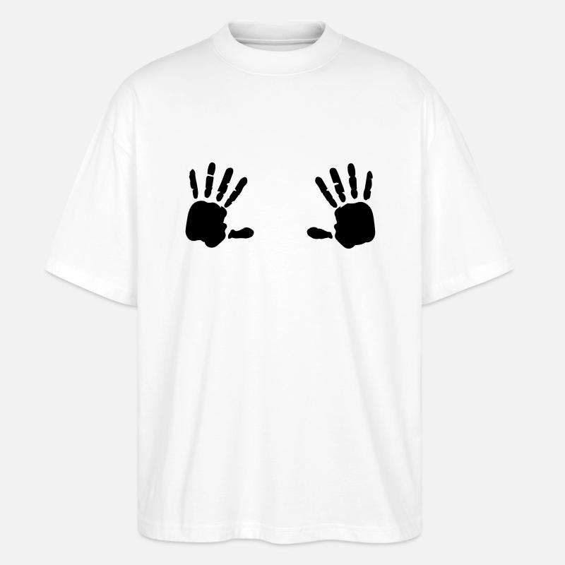 Handabdruck Brüste Breast 1c - Stanley/Stella Oversized Unisex Bio T-Shirt Blaster 2.0 - Weiß
