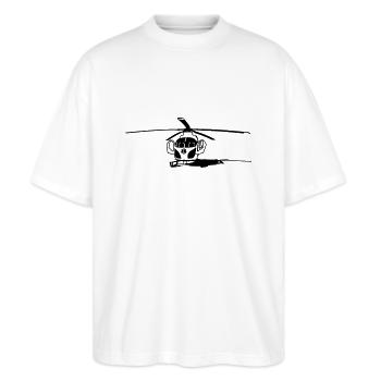 Land , helicopter - Stanley/Stella Oversized Unisex Organic T-shirt Blaster 2.0 - white - Front - Alina (178cm) & Michal (187cm)