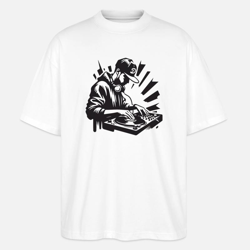 HiPHoP DJ Silhouette - Stanley/Stella Oversized Unisex Bio T-Shirt Blaster 2.0 - Weiß