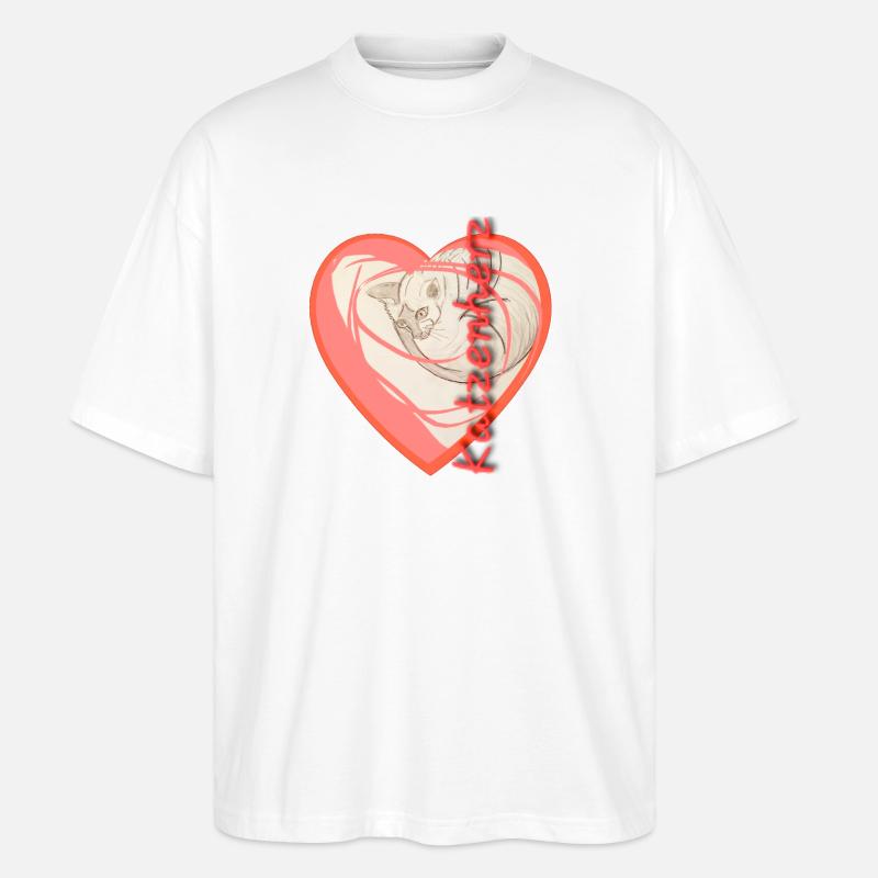Katzenherz - Stanley/Stella Oversized Unisex Bio T-Shirt Blaster 2.0 - Weiß