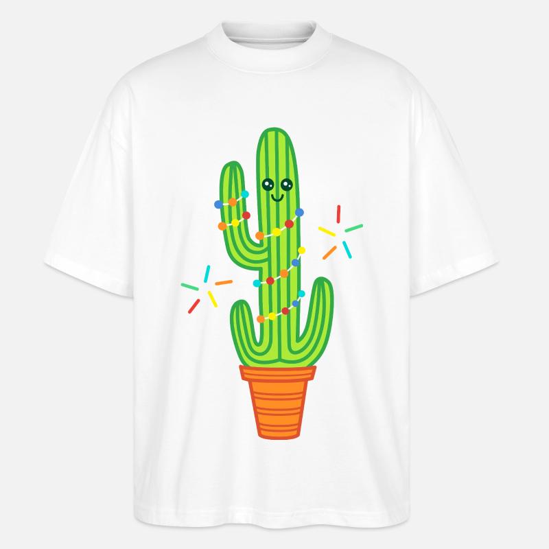 Süßer Comic Kaktus grün - Stanley/Stella Oversized Unisex Bio T-Shirt Blaster 2.0 - Weiß