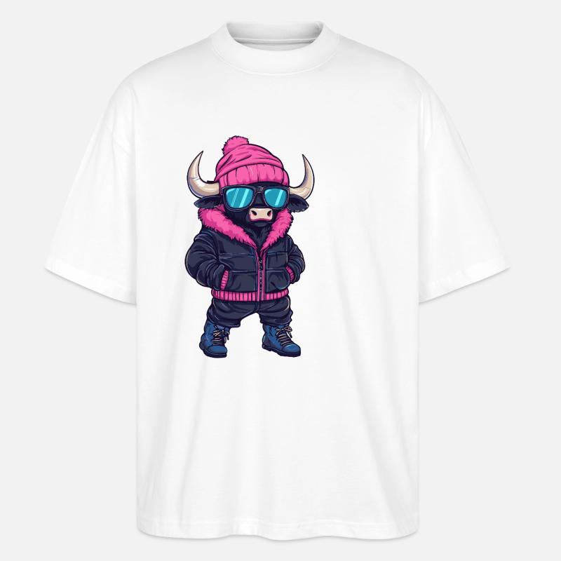 Taurus Cool Comic - Stanley/Stella Oversized Unisex Organic T-shirt Blaster 2.0 - white