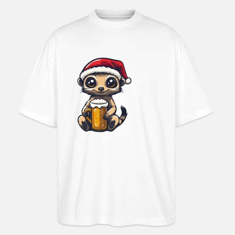 Erdmännchen Weihnachten Bier - Stanley/Stella Oversized Unisex Bio T-Shirt Blaster 2.0 - Weiß
