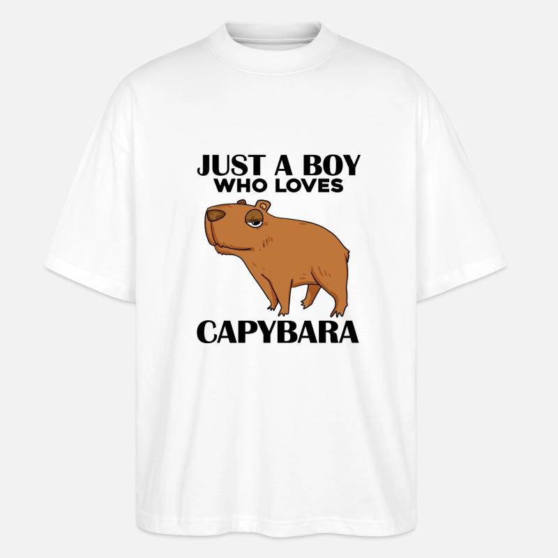 Capybara Junge - Stanley/Stella Oversized Unisex Bio T-Shirt Blaster 2.0 - Weiß