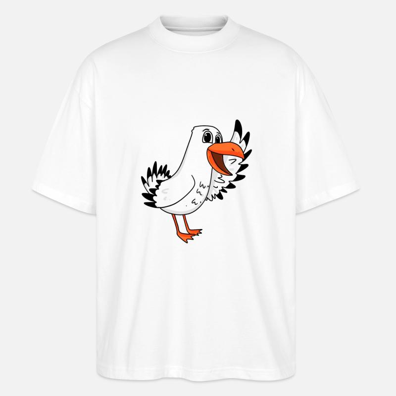 Möwe Begrüßung - Stanley/Stella Oversized Unisex Bio T-Shirt Blaster 2.0 - Weiß