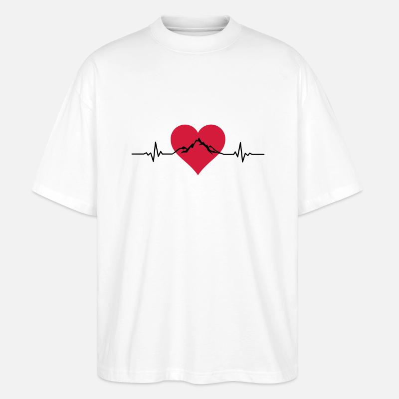 Landschaft - Berge Puls Herz - Stanley/Stella Oversized Unisex Bio T-Shirt Blaster 2.0 - Weiß