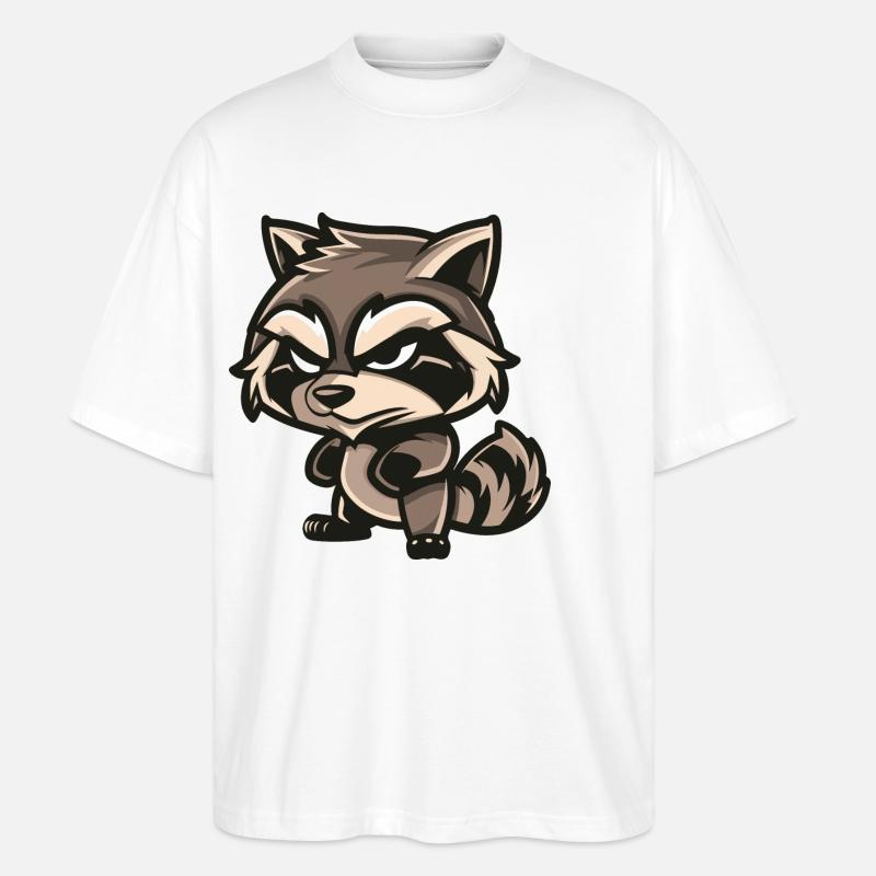 Waschbär Comic - Stanley/Stella Oversized Unisex Bio T-Shirt Blaster 2.0 - Weiß
