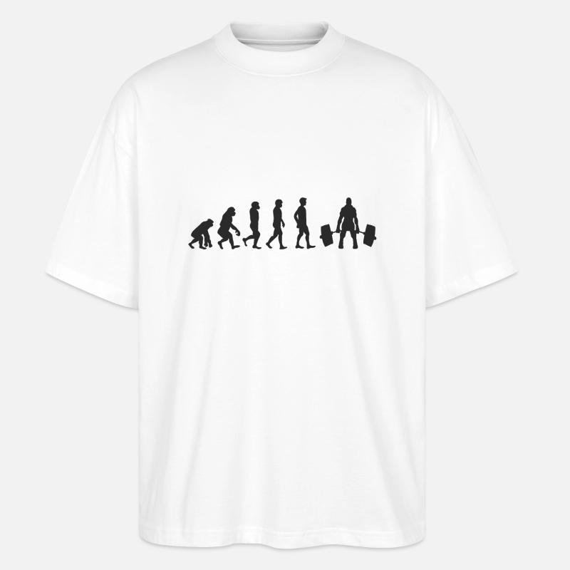 Evolution Weight Lifting - Stanley/Stella Oversized Unisex Organic T-shirt Blaster 2.0 - white
