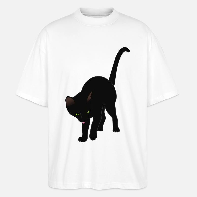 schwarze Katze - Stanley/Stella Oversized Unisex Bio T-Shirt Blaster 2.0 - Weiß