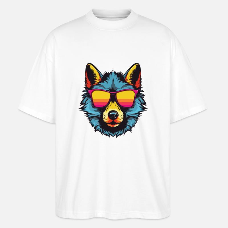 Wolf Hipster Cool Party - Stanley/Stella Oversized Unisex Bio T-Shirt Blaster 2.0 - Weiß