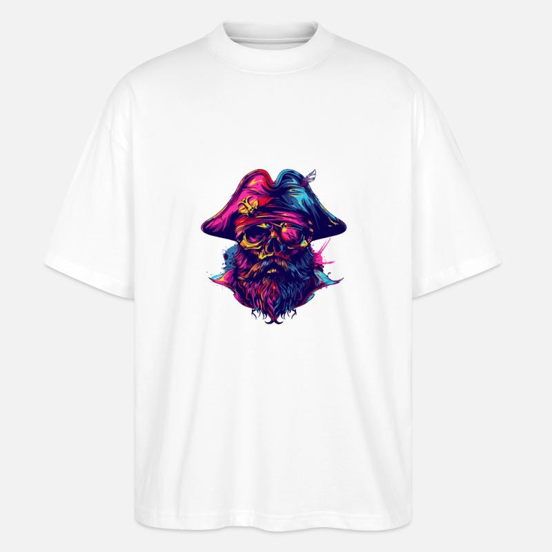 Capitaine du crâne de pirate - T-shirt bio Blaster 2.0 coupe oversize Stanley/Stella Unisexe - blanc