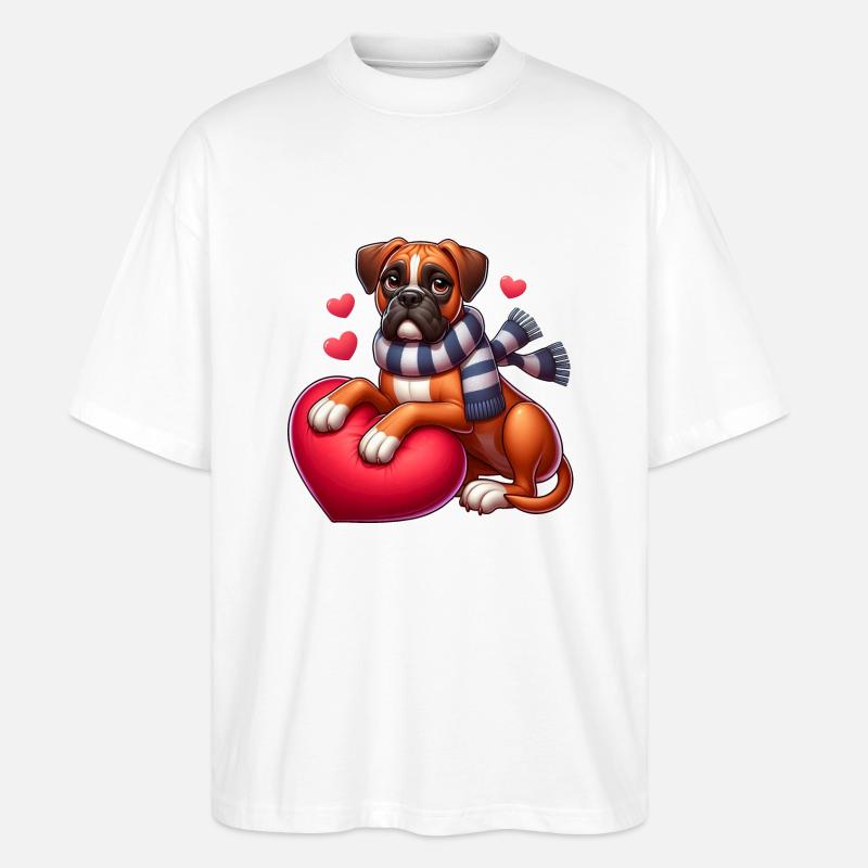 Boxerhund Liebe - Stanley/Stella Oversized Unisex Bio T-Shirt Blaster 2.0 - Weiß