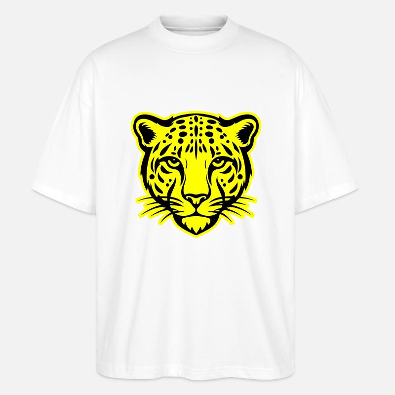 Tête de guépard - T-shirt bio Blaster 2.0 coupe oversize Stanley/Stella Unisexe - blanc