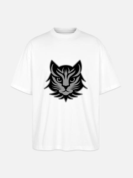 Cat Portrait Head - Stanley/Stella Oversized Unisex Organic T-shirt Blaster 2.0 - white