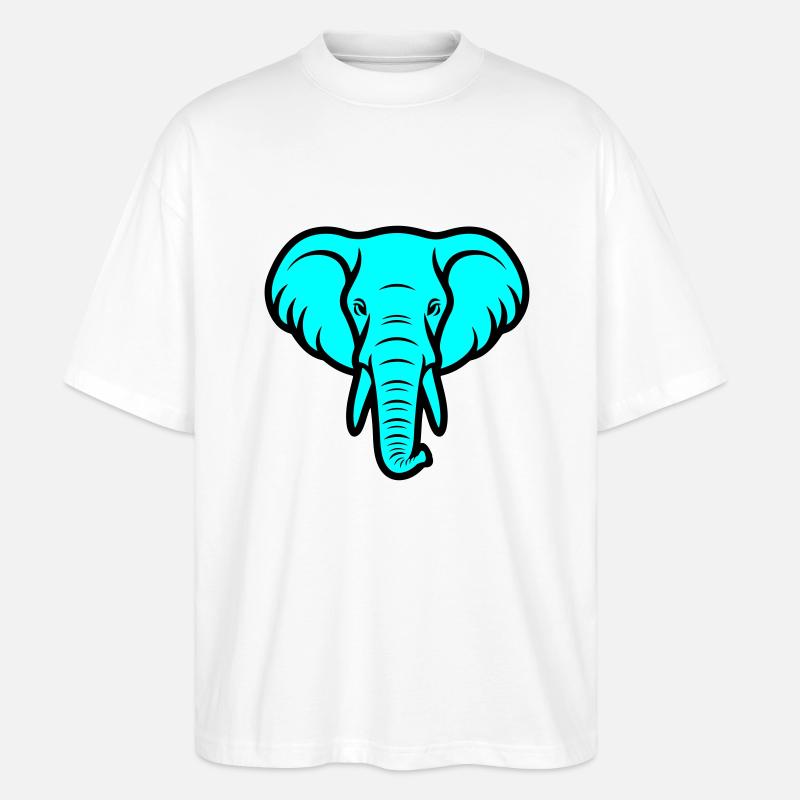 Elefant Kopf - Stanley/Stella Oversized Unisex Bio T-Shirt Blaster 2.0 - Weiß