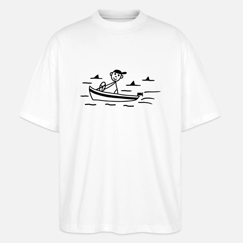 Motorboot - Haifische - Stanley/Stella Oversized Unisex Bio T-Shirt Blaster 2.0 - Weiß