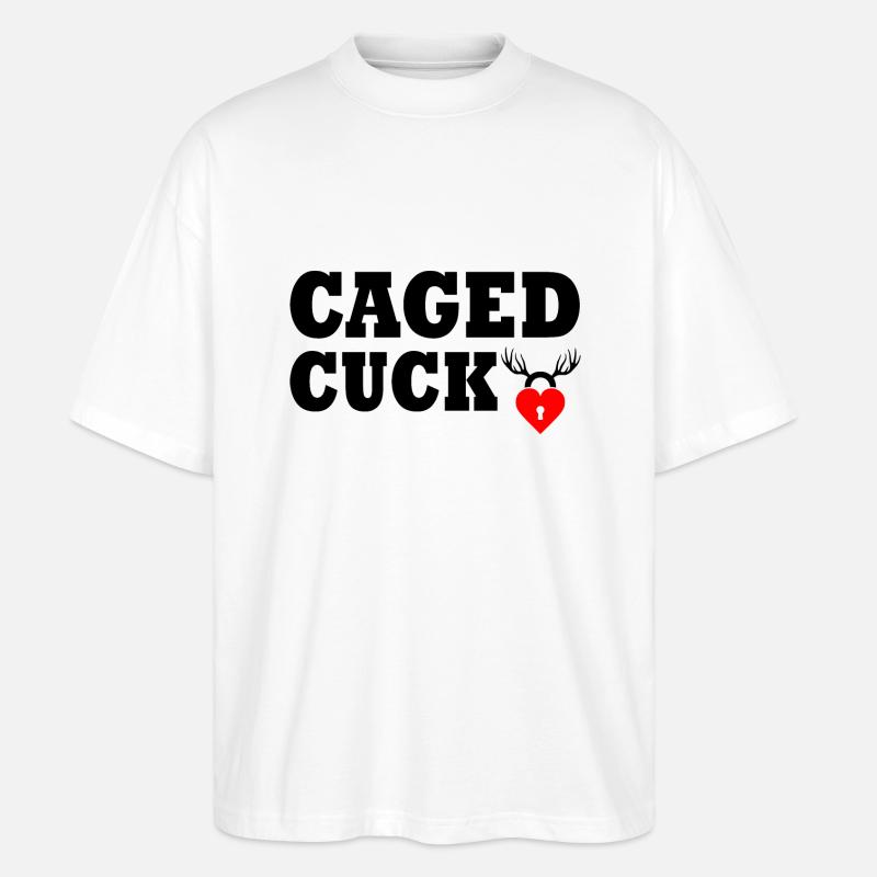 Cuckold caged cuck - Stanley/Stella Oversized Unisex Bio T-Shirt Blaster 2.0 - Weiß