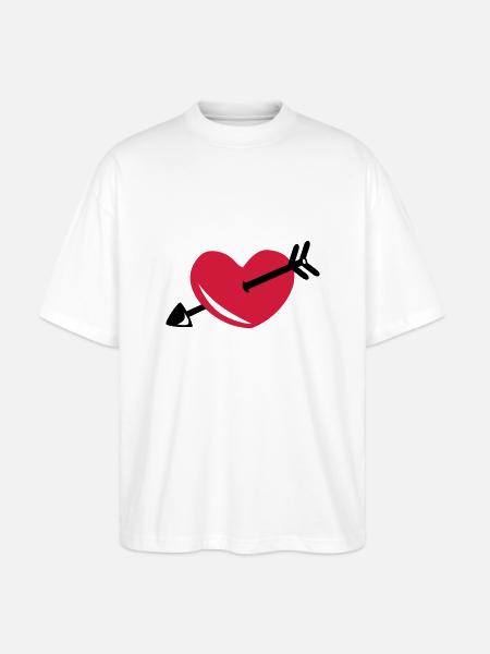 Heart - Arrow - Stanley/Stella Oversized Unisex Organic T-shirt Blaster 2.0 - white