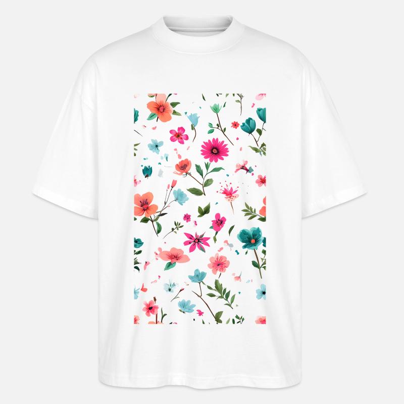 Lebendiges Blumenmuster Kunst - Stanley/Stella Oversized Unisex Bio T-Shirt Blaster 2.0 - Weiß