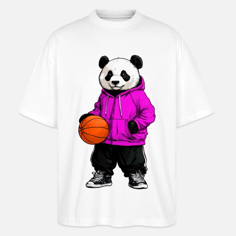 Basketball Panda - Stanley/Stella Oversized Unisex Bio T-Shirt Blaster 2.0 - Weiß