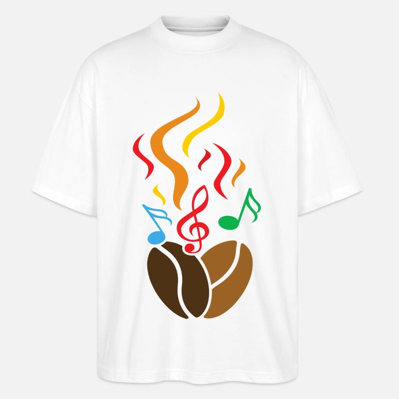 Kaffeebohnen mit Noten - Stanley/Stella Oversized Unisex Bio T-Shirt Blaster 2.0 - Weiß