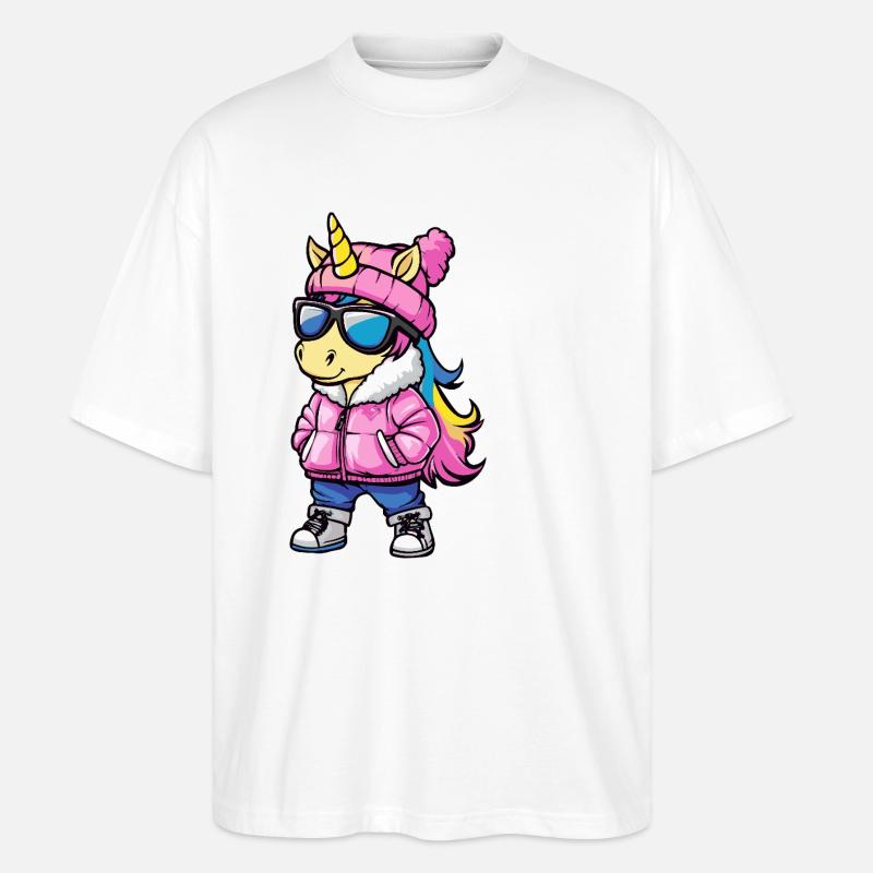 Einhorn Cool Comic - Stanley/Stella Oversized Unisex Bio T-Shirt Blaster 2.0 - Weiß