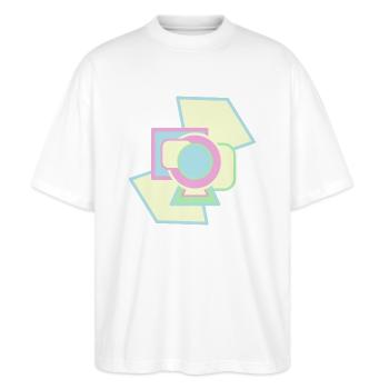 graphic art modern style - Stanley/Stella Oversized Unisex Bio T-Shirt Blaster 2.0 - Weiß - Vorne - Alina (178cm) & Michal (187cm)