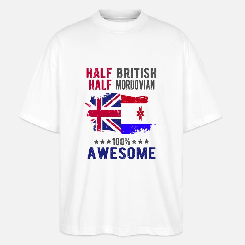 Halb Brite Halb Mordwinen - Stanley/Stella Oversized Unisex Bio T-Shirt Blaster 2.0 - Weiß